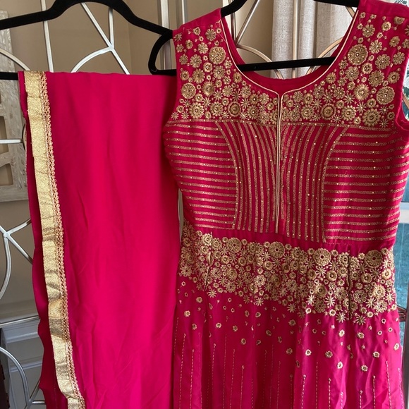 Indian Designer Hot Pink Georgette Anarkali Suit - Picture 10 of 12